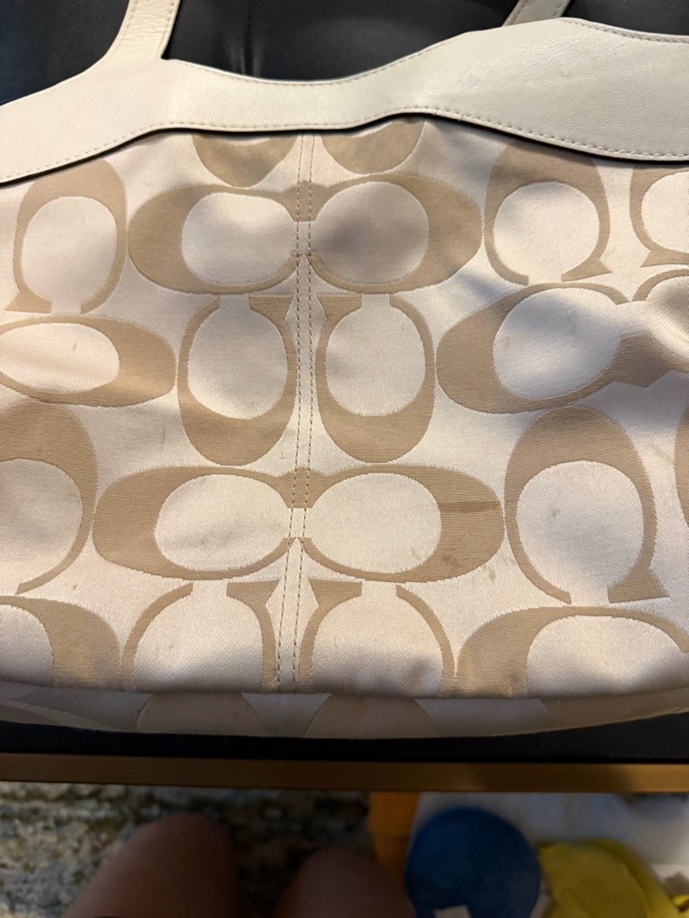 Coach Signature Canvas Tote in Beige and White - Picture 6 of 12